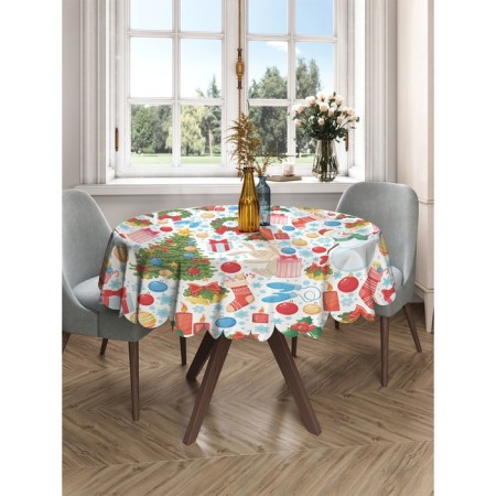 The tablecloth "New Year's snowmen", round, Saten, d = 150 cm-1