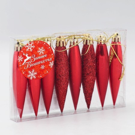 Jewelry jewelry "Social icicle" (set 8 pcs) 8x2 cm, red-1