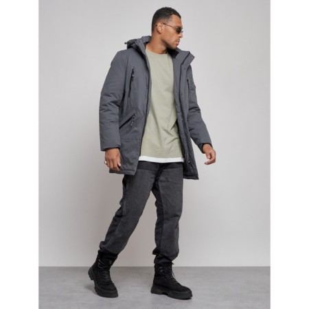 Lenced male winter park, size 58, dark gray color-2