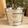 Dousing bucket, 2 l, metal, with a wooden handle