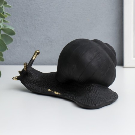 Souvenir Polystone "Black Snail" Golden Patina 8x11x16 cm-3