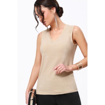 Female top with lurex dstrend, size 48, golden color-3