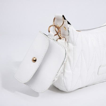 Bag Cross-Bodi with a zipper, white color-4
