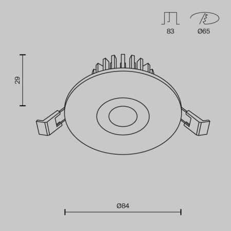The built-in lamp Technical DL038-2-L7B4K, LED, 7 W, 90x90x45 mm, 500 lm, 4000k, black-6