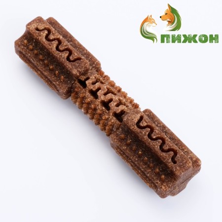 A toy for treats and dry food "Designer", TPR+bamboo, massage, 14 x 3.5 cm-1
