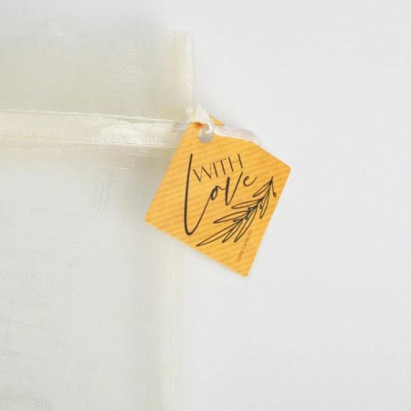 Gift organza bag, milk "with love", with a nameplate, 10 x 12 cm +/- 1.5 cm-2