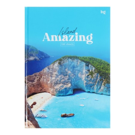 Business notebook A5 160 sheets in the Cage "Island of Dreams", solid cover, glossy lamination, mix-9