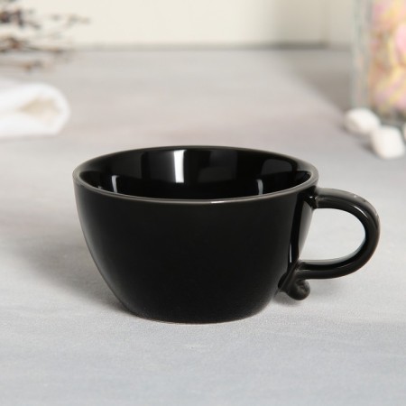 Tea couple ceramic "black cat", a mug 150 ml, a bowl of 10x3 cm, color black-3