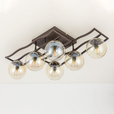 Ceiling chandelier Citilux "Breeze" CL106265, 67.5x33x23 cm, 6x60W, E14, brown color-2