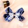 Hair elastic band "Schoolgirl" Bant Flower Ornament, 8 cm, white and blue