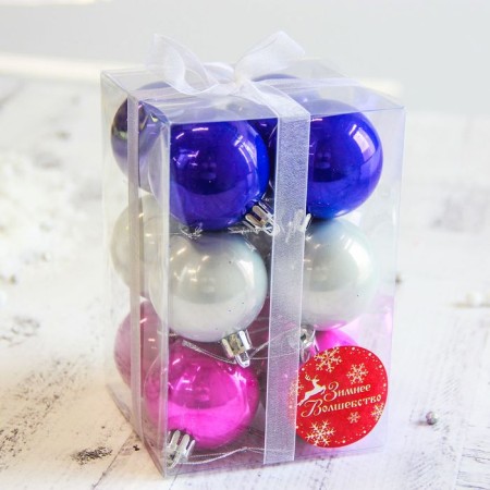 Set of balls plastic D-5 cm, 12 pcs "Pearl gloss" mix-1