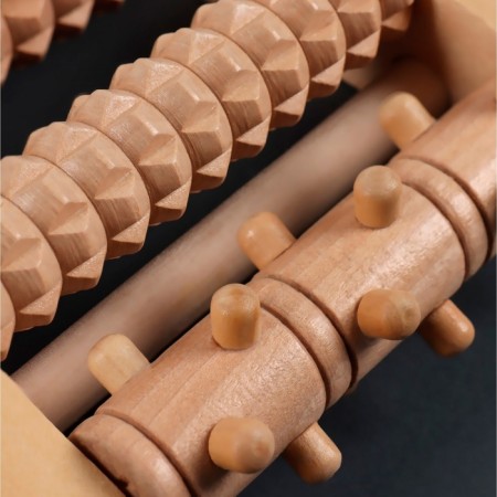 Massage "Drums", 5 rows with spikes, 27 × 19 × 5 cm, wooden-3