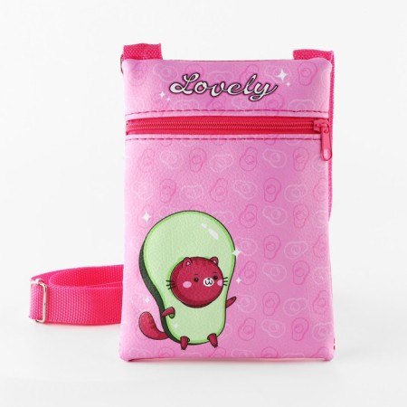 Gift set for the girl "Avocado", bag, handle, notebook, pink color-3