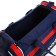 Sports bag with lightning, 3 outer pockets, long belt, blue/red color