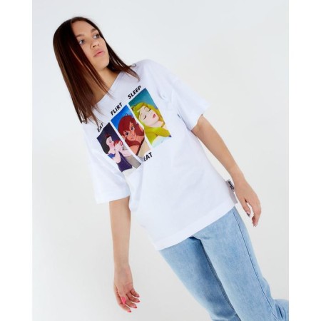 Футболка «Repeat» Принцессы oversize, цвет белый-1