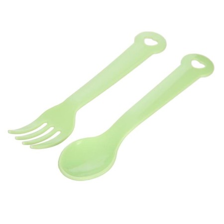 A set of children's dishes, 4 items: bowl, spoon, fork, chip with solid nose 200 ml, MIX color-12