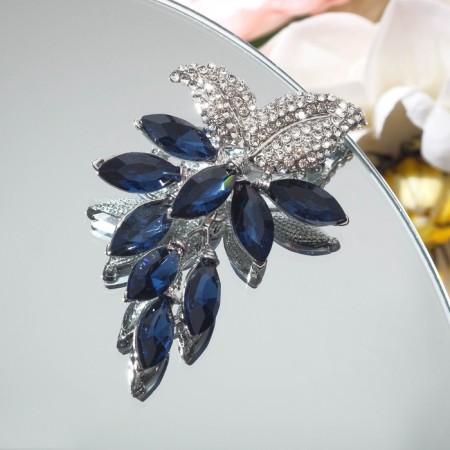 Brooch "drops" bunch, white-blue color in silver-2