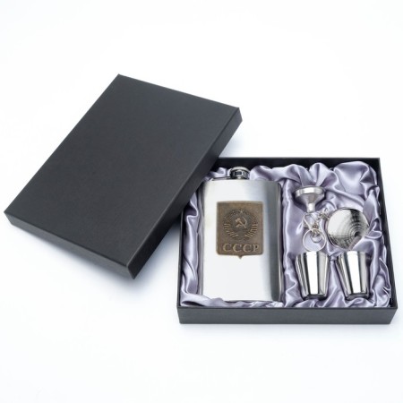 Gift set 7 in 1 "USSR": Flyage 270 ml + 4 glasses, funnel, keychain-1
