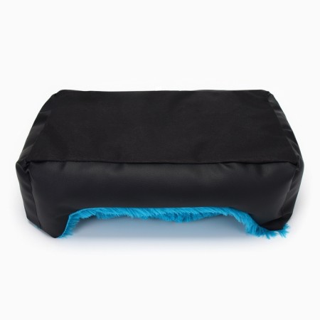 Lesser for animals with a pillow, fur, satin, perioteum, 45 x 45 x 15 cm, black/blue,-5