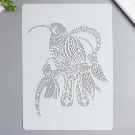 Stencil plastic "Bird in patterns" 29.7x21 cm