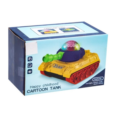 Army tank, light and sound, works from batteries, yellow color-3