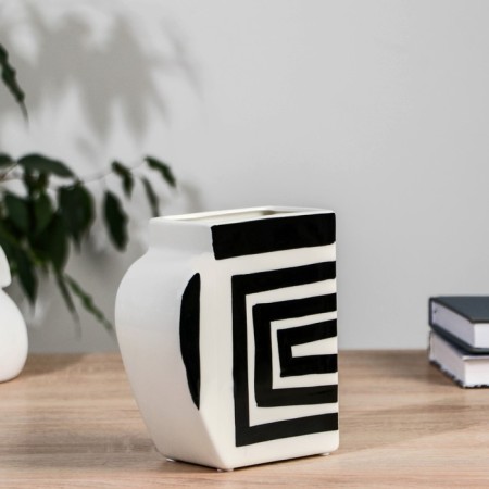 VAZ Coramics Table "Picasso" (manual painting) clear lines, h = 15 cm, black and white-2