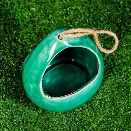 Cashpot suspended "basket" green, 13x11x18cm-2