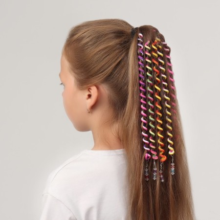 Hair decor, spiral 1 pc, 25 cm, color mix-3
