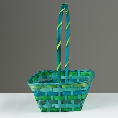 Wicker basket, 20 x 20 x 10/33 cm, green, bamboo-1