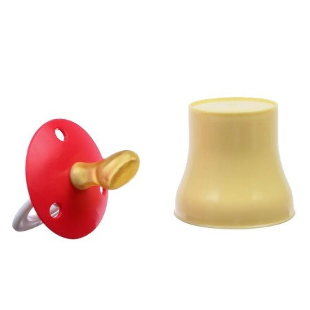 Orthodontic dummy nipple, latex, from 0 months, with a cap, color mix-2