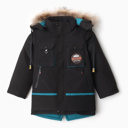 Winter jacket for boys, black color, height 98 cm