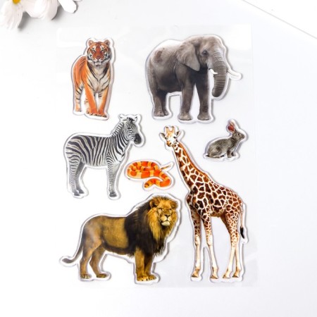 Silicon sticker for glass "Beasts of Africa" ​​20x15 cm