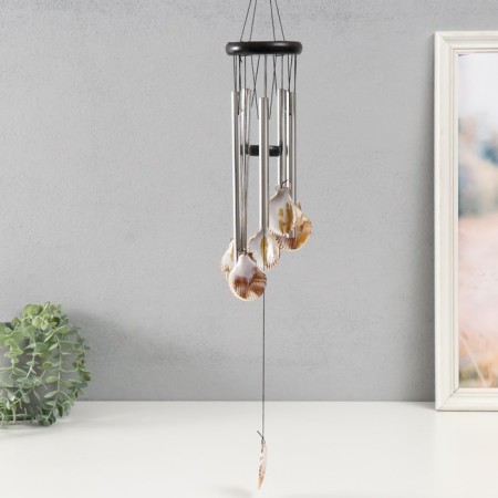 Wind music metal, tree "shells" 5 tubes 60x9x9 cm