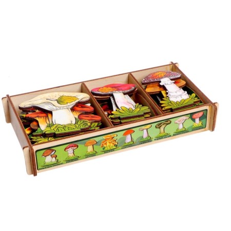 Set "Mushrooms on a stand" in a wooden box, 36 details