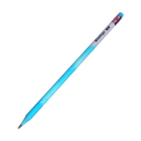 Black granographic pencil Berlingo "Heat", HB, with an eraser, sharpened, plastic, mix-3