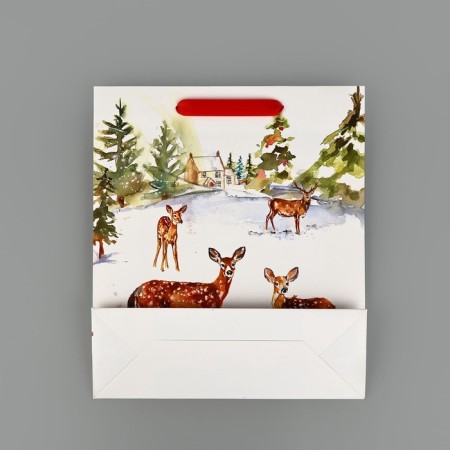 Package Gift New Year Laminated "Walk in the Winter Forest", m 30 x 26 x 9 cm, new year-5