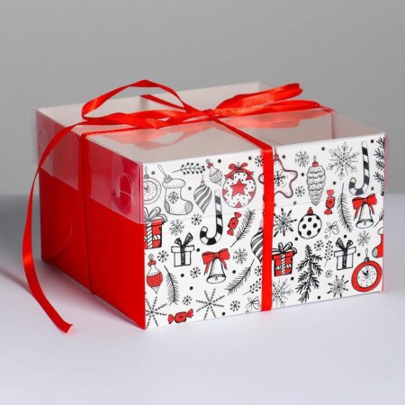 Capcake box "Time of good gifts", 16 x 16 x 10 cm, New Year-1