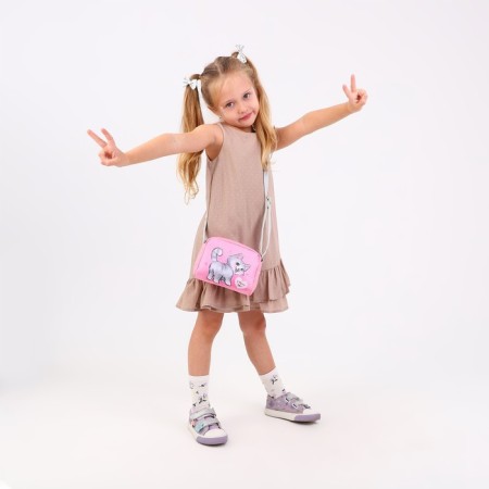 Children's bag for a girl "kitten" from eco-leather, on a strap, 15x12x3 cm-6