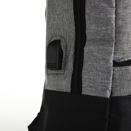 City backpack with USB from lightning textiles, 2 pockets, black/gray color-3