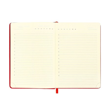 The diary is low, A5 160 sheets, leatherette, DEVENTE. KLINT, a solid cover with foam rubber, pocket, lies, block 70, red-11