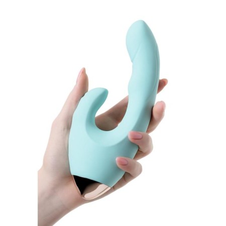 Vibrator with clitoral stimulant L’Eroina by Toyfa Crystal, silicone, blue color, 18.3 cm-4