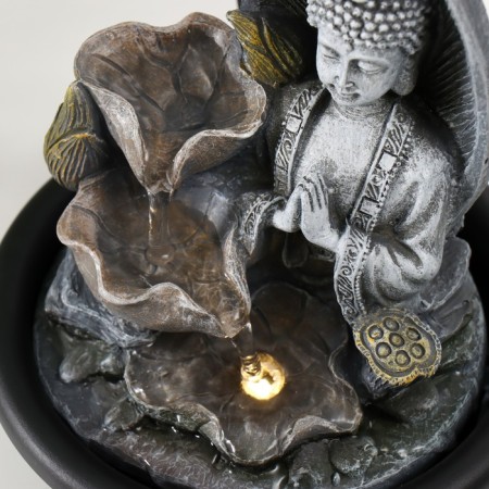 The desktop fountain from the network, the backlight "Buddha in lotuses" 16x16x19 cm-4
