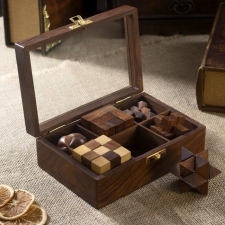 Set of puzzle 6V1, 17.5x12x6 cm, tree shisham-1