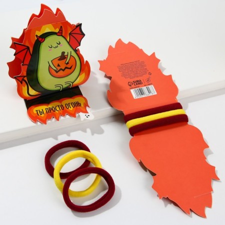 Hair gum for Halloween "Devil Avocad", D = 4 cm, 3 pcs.-1