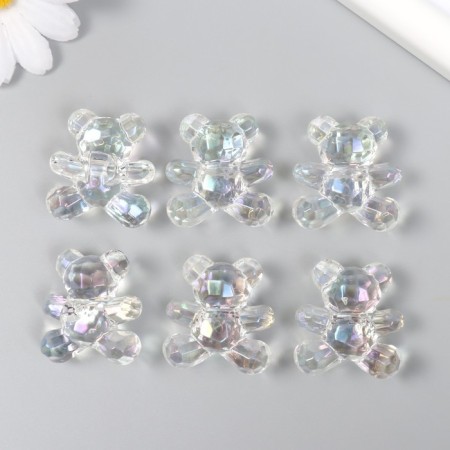 Busina for creativity plastic "Bear 3D Transparent mother of pearl" 3x1.5x3.2 cm-2