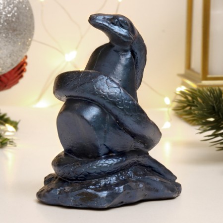 Figure "Snake on Stone" Blue Lunar, 9x7x5cm