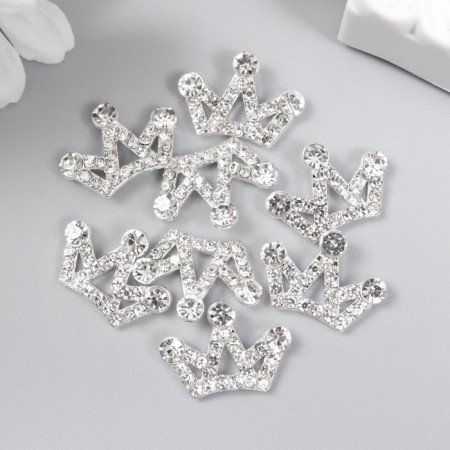 Decor for creativity Metal "Crown" silver, rhinestones 1.4x2 cm-2
