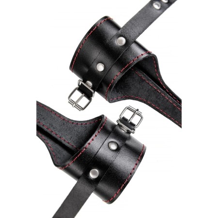 Pecado BDSM suspension, “soft” with a red stitch, genuine leather, black-7