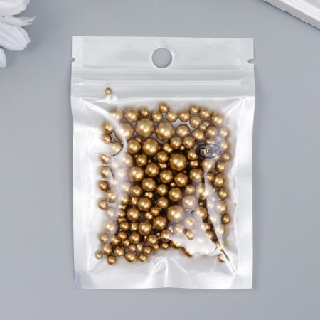 Decor for creativity plastic "Balls. Matte gold" d = 3-8 mm, set 10 grams-2