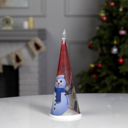 LED figure "Christmas tree with a snowman" 7.5 × 21 × 7.5 cm, plastic, batteries CR2032x1, glow of multi-2
